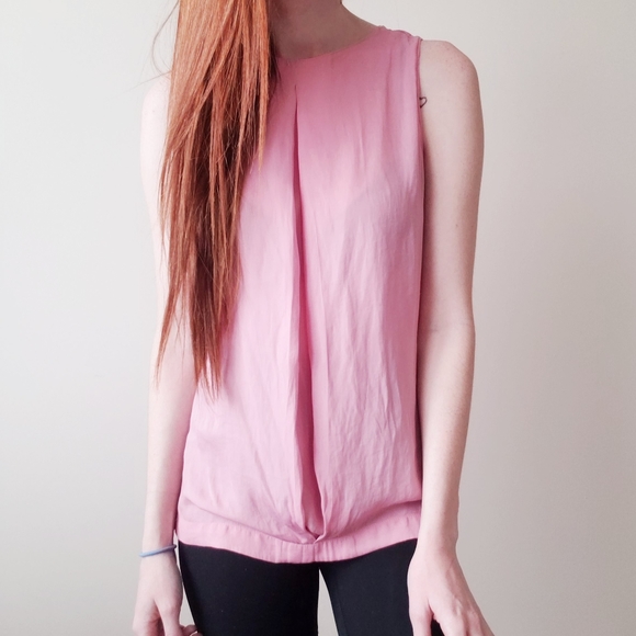 Zara Basics Pink Pleated High Neck Blouse - Picture 3 of 8